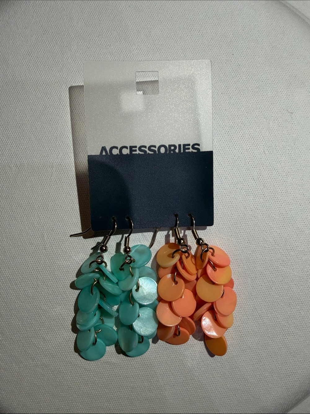 Accessorize Mint Green and Peach Layered Disc Dangle Earrings